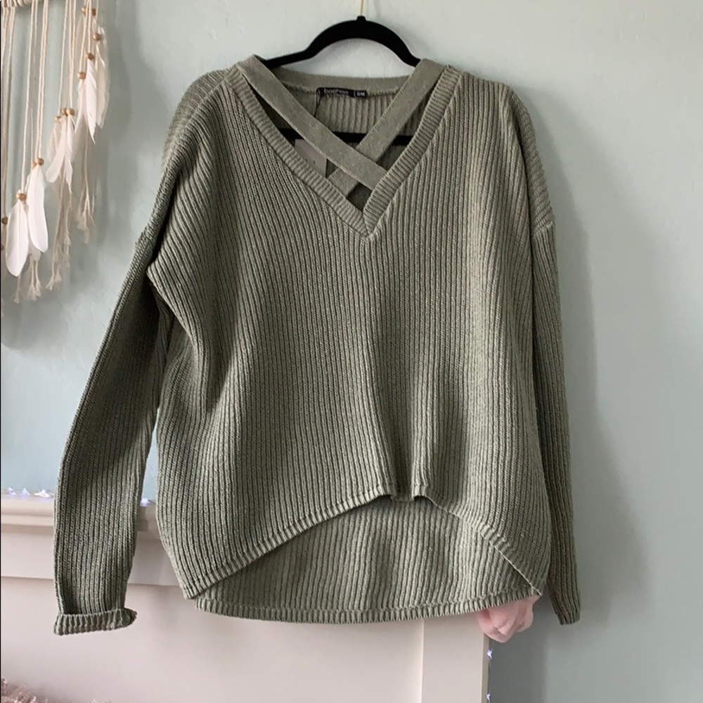 Chunky Cross Front Oversized Sweater